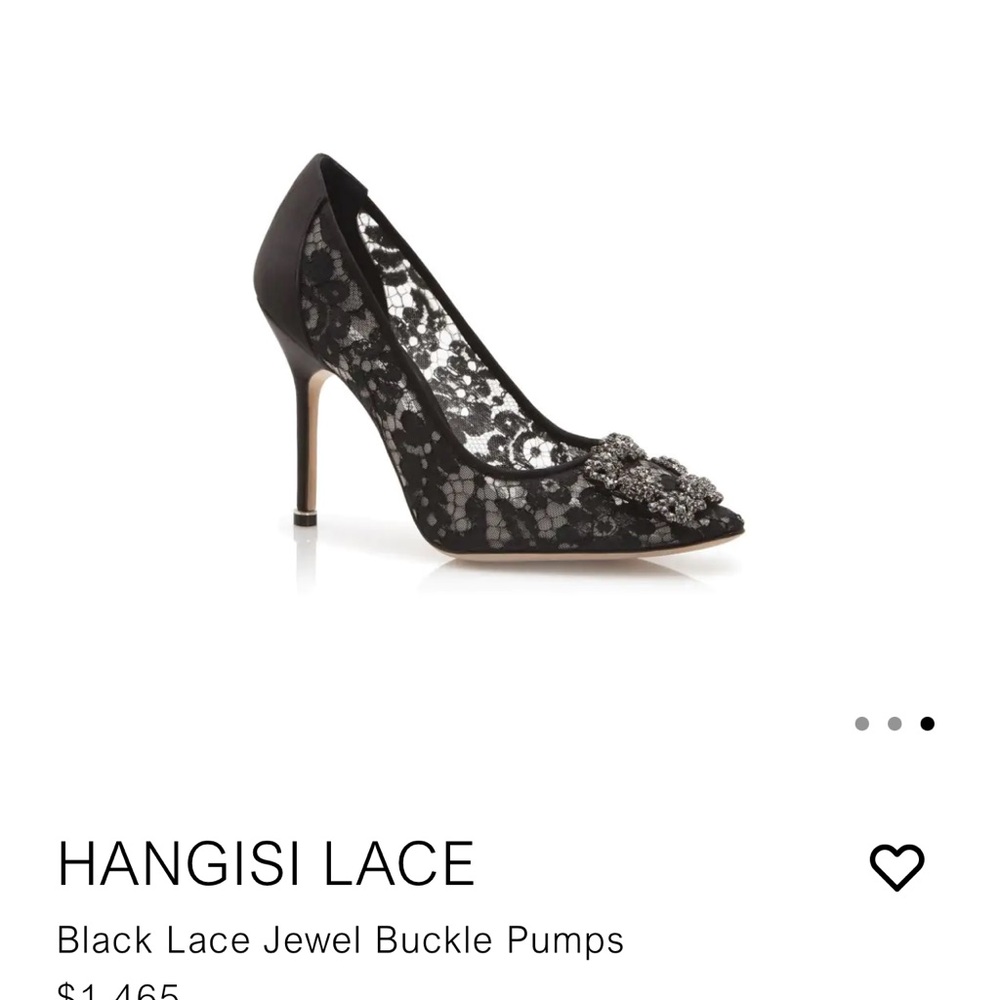 Manolo Blahnik Black Lace Heels with Silver Embellishments